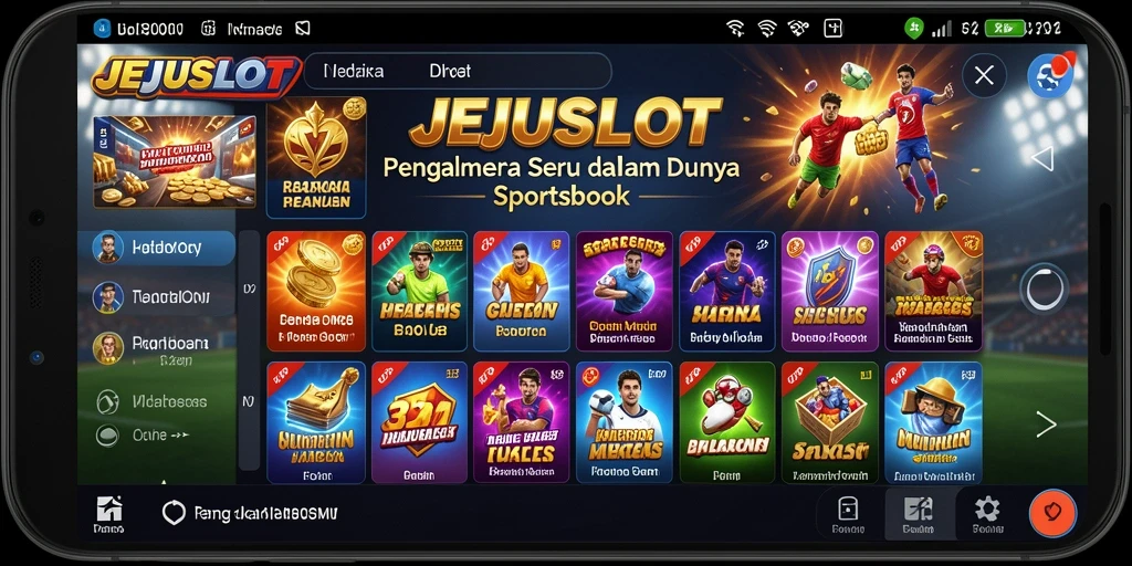 Screenshot JEJUSLOT menampilkan antarmuka permainan Sportsbook yang menarik.