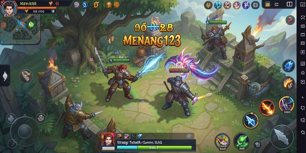Screenshot gameplay MENANG123 menampilkan pertempuran strategi yang menegangkan.