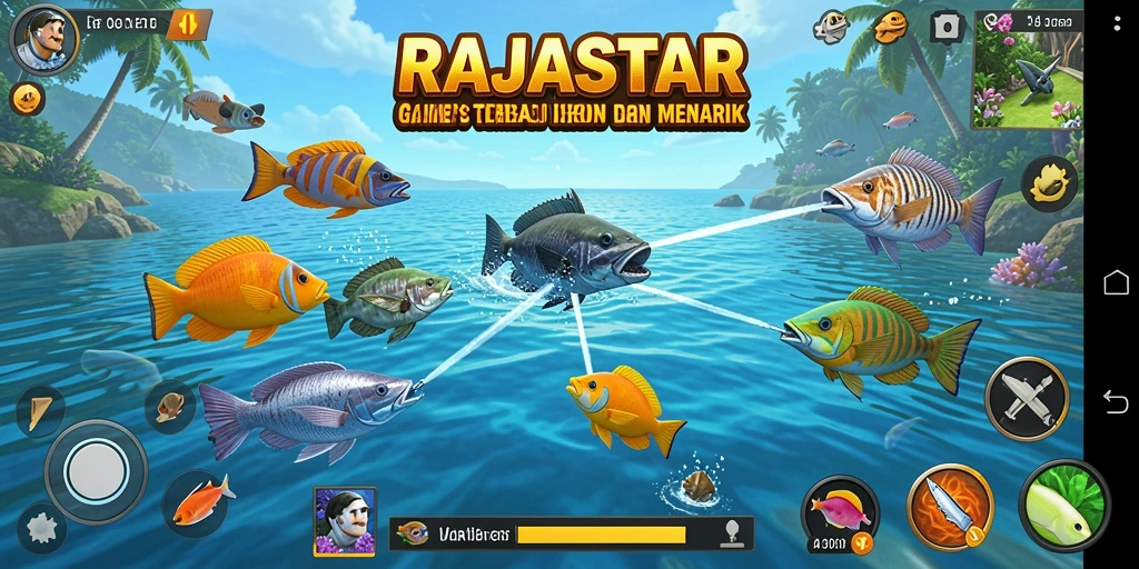 Tampilan gameplay seru RAJASTAR dengan aksi Tembak Ikan yang mendebarkan.