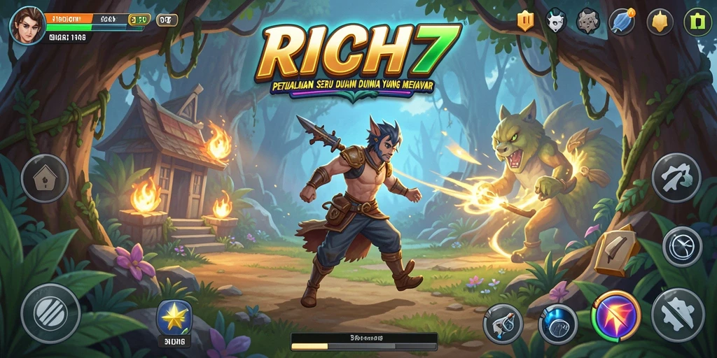 Tangkapan layar menunjukkan aksi seru gameplay petualangan RICH7.
