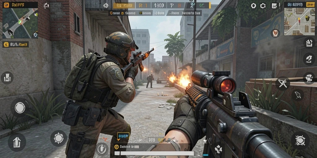Tangkapan layar gameplay RVIP menampilkan aksi menembak yang seru.