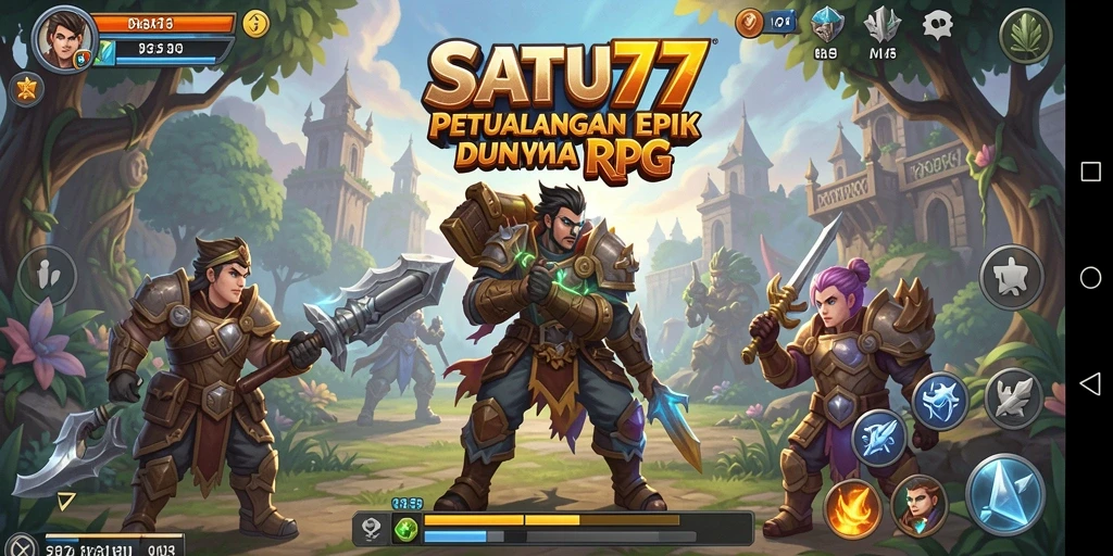 Screenshot gameplay SATU77 menampilkan aksi pertarungan seru dalam dunia RPG.