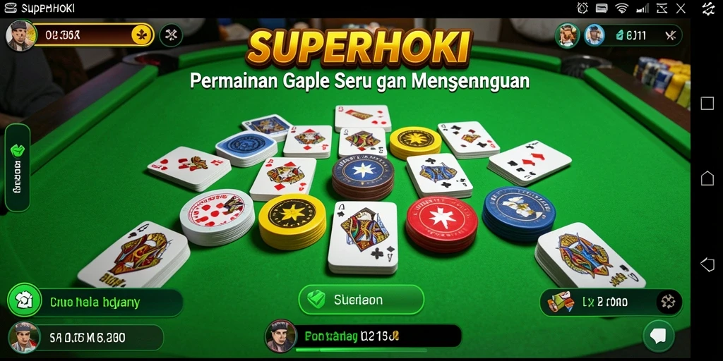 Tampilan gameplay SUPERHOKI menampilkan suasana permainan Gaple yang seru.