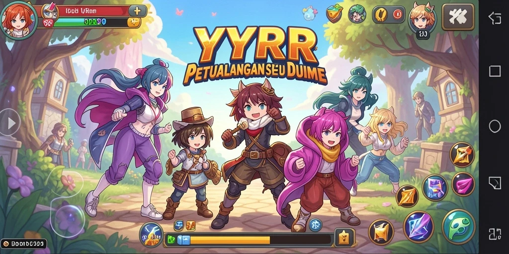 Screenshot gameplay YYRR dengan karakter anime yang menakjubkan.